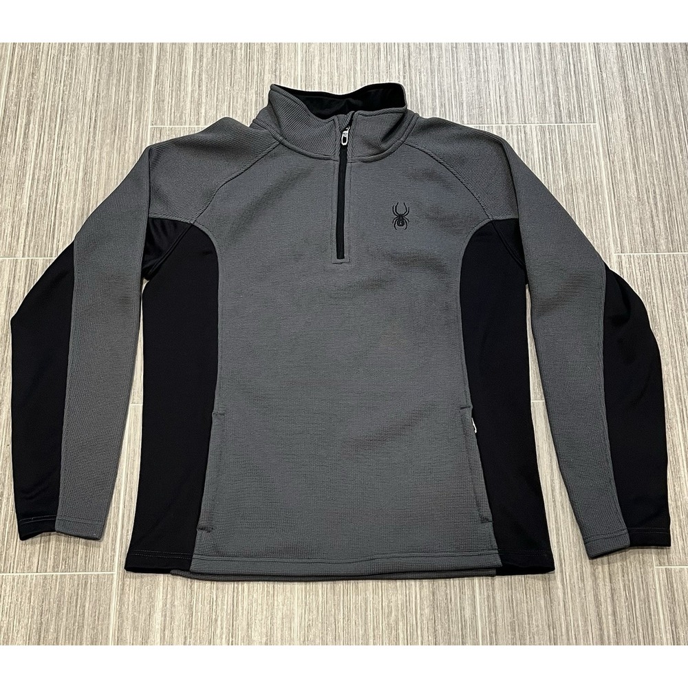 Spyder Outbound Quarter Zip‎ Pullover Sweater Jacket Mens Size L Black Gray